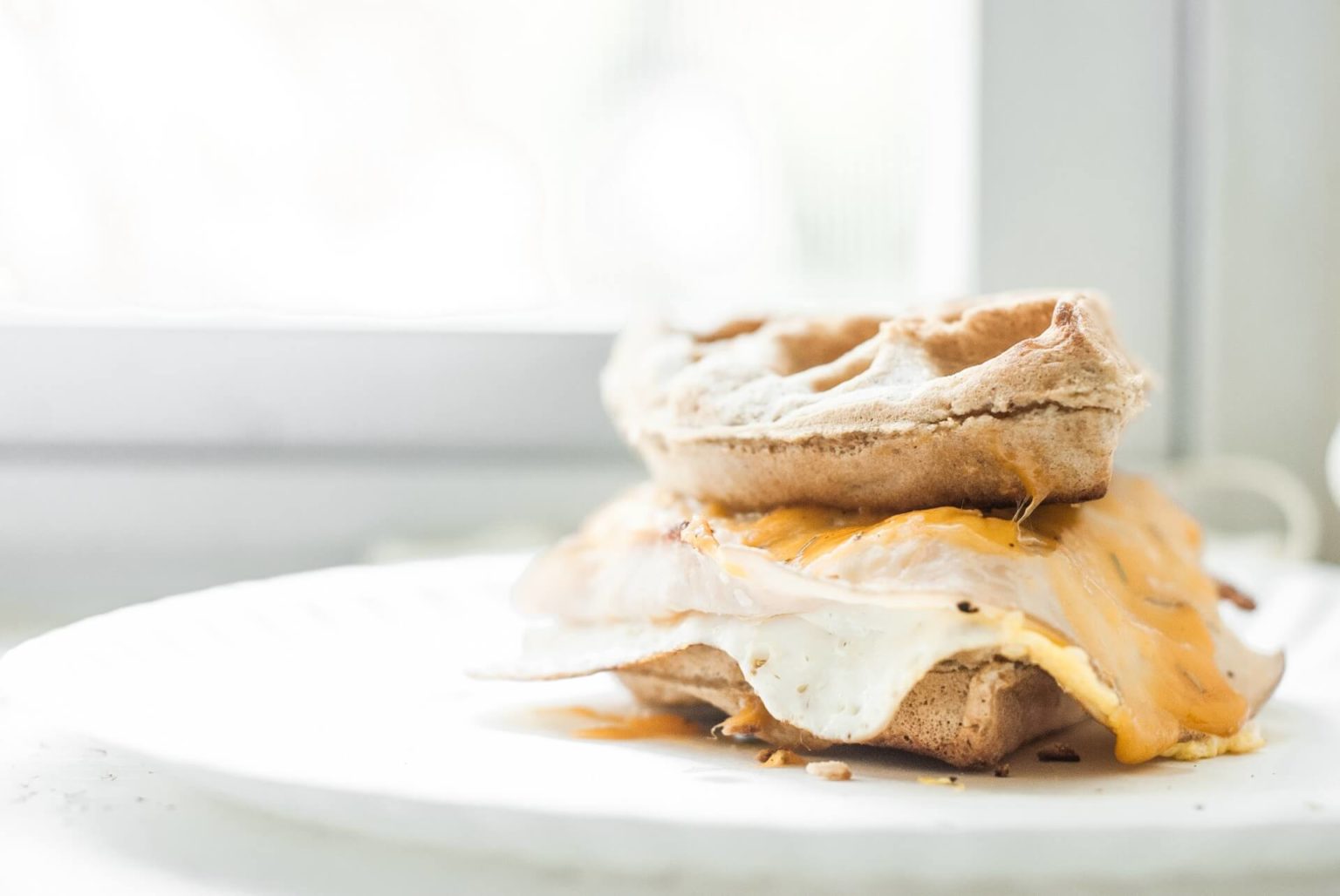 Easy Cheesy Egg And Turkey Belgian Waffle Muffin